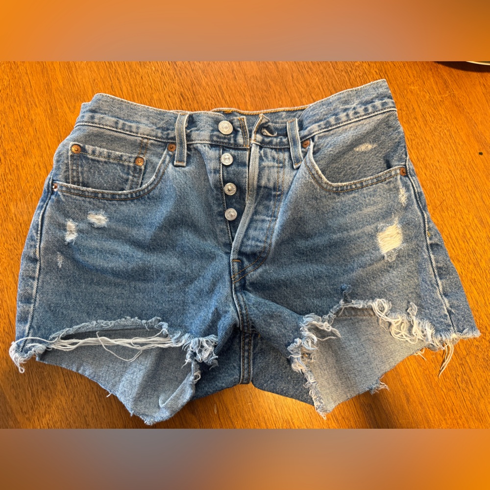 Levi's Blue Distressed Jean Shorts